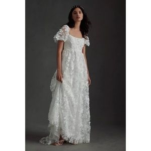 Willowby by Watters Lilia Puff-Sleeve Lace Empire Wedding Gown